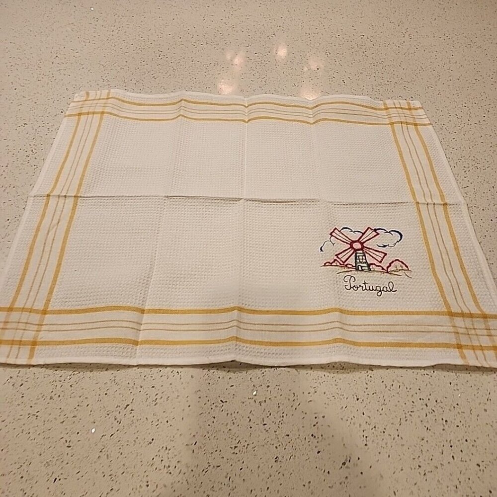 Portugal Kitchen Hand Towel Embroidered 19x23 In